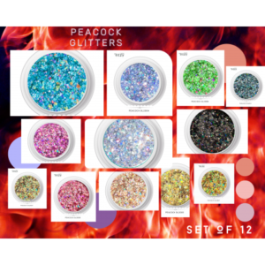 PEACOCK Glitters SET of 12